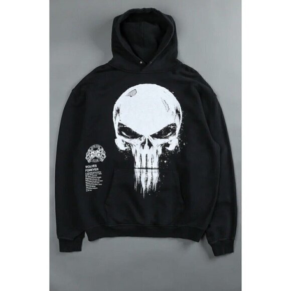 Darc Sport X Punisher‎ Hoodie Black NEW M L XL  Wolves Marvel Rare Gym NFGU - Picture 1 of 4